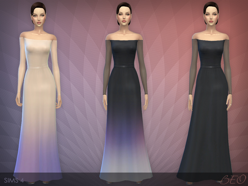 Transparent sleeves dress for The Sims 4 (2)